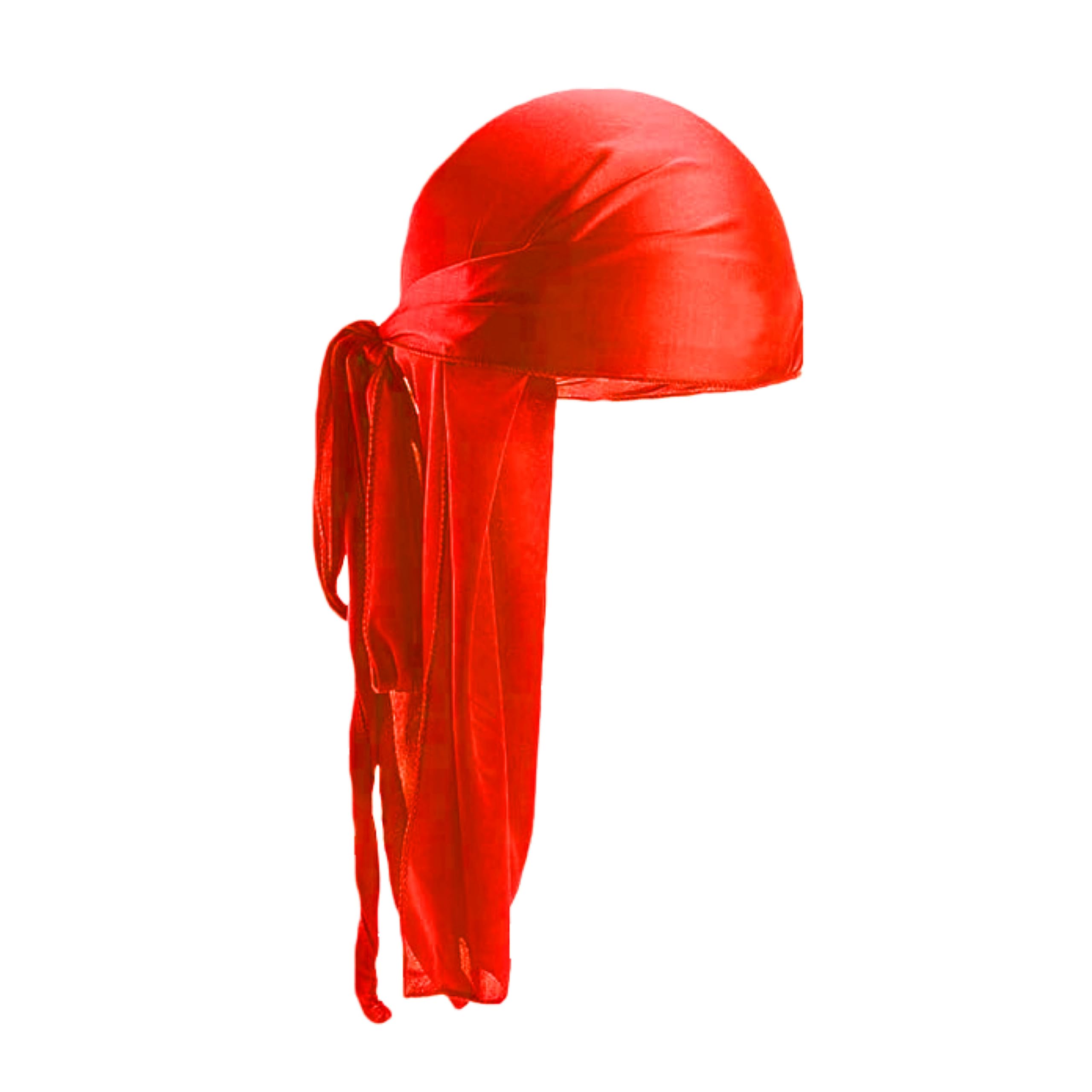 Lizzy Silky Durag Breathable Shiny Du Rags for Men & Women | Wide & Long Tail | Ultra-Soft & Wrinkle Free Satin Headwrap Turban Beanies (Red)