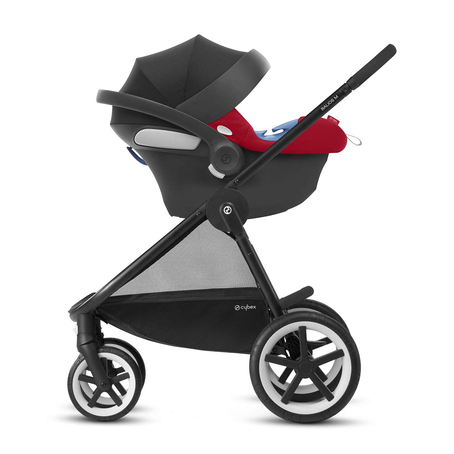 CYBEX Silver Babyschale Aton B i-Size, Inkl. Neugeboreneneinlage, Ab Geburt bis ca. 24 Monate, 45 bis 87 cm, Max. 13 kg, Für Autos mit und ohne ISOFIX, Dynamic Red