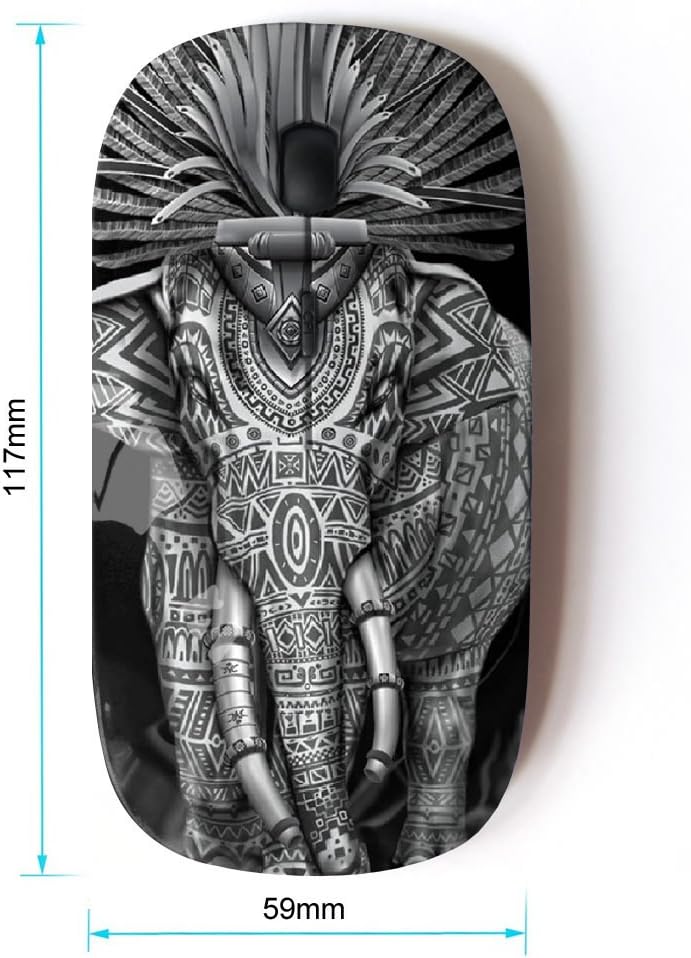 Graphic4You Indian Tribal Elephant Ergonomic Wireless Mouse with Nano Receiver