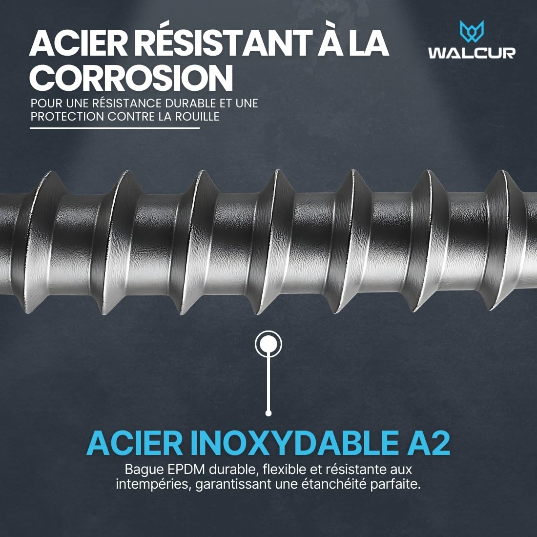 WALCUR Vis Spengler ø 4.5 x 25mm de Terrasse Autoperceuses en Acier Inoxydable 100 Pièces Étanches de Toiture avec Rondelles en Caoutchouc Anthracite Gris