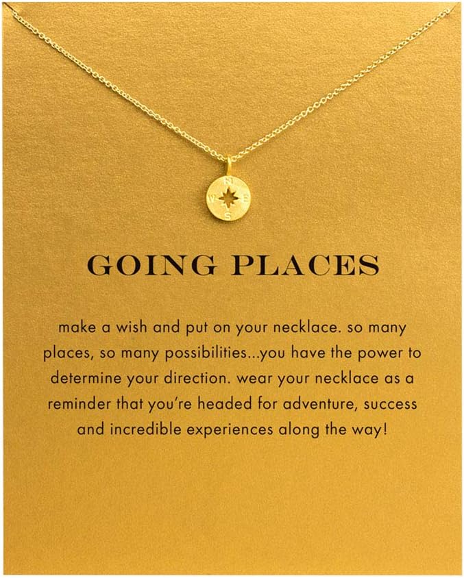 Friendship Key Sun Compass Anchor Necklace Good Luck Elephant Pendant Chain Necklace with Message Card Gift Card