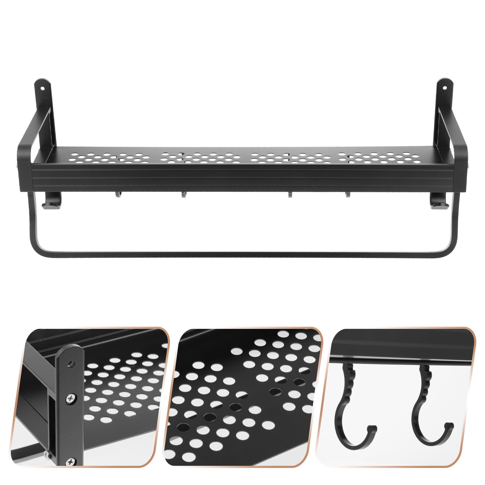 Estante de Ducha para Baño Organizador y Diseño que Previene Caídas Negro de Aluminio Espacial sin Taladro de 50cm Adecuado para Almacenamiento en Baño