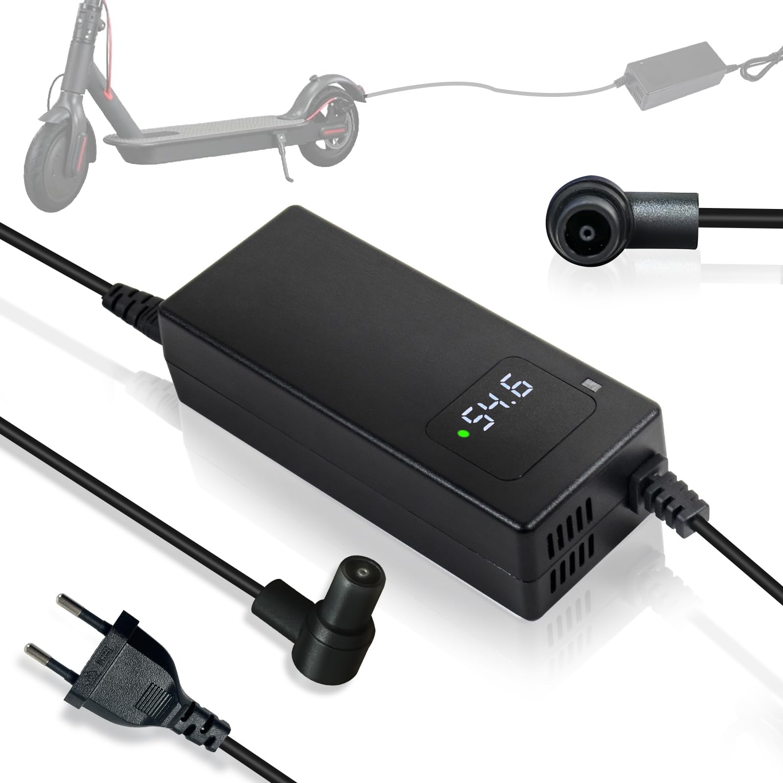 Chargeur 54,6V 2A avec Affichage Numérique de Tension, Adaptateur Secteur Premium Compatible avec Trottinette Électrique Xiaomi 4 Ultra / 4 Pro 2nd Gen / 5/5 Pro,