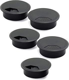 Zydiwo 10pcs 2-3/8 Inch (60mm) Desk Cable Grommet Cable Hole Cover Computer Table Cord Wires Organizer Cord Desk Wire Grommet (Black-5p)