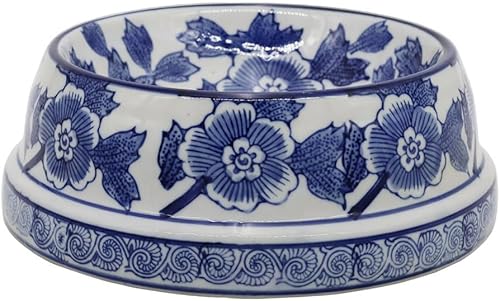 Miniatura 7 de Aimusego Plato chino de cerámica azul de 6.7 pulgadas para alimentos y agua para perros pequeños y medianos/gatos, tazón antideslizante de porcelana
