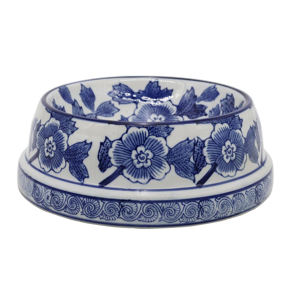 Aimusego Napf für Haustiere, Keramik, robust, rutschfest, Chinoiserie, für große Welpen, Katzen, Retriever, mittelgroße Hunde, 22,9 cm, Blau und Weiß