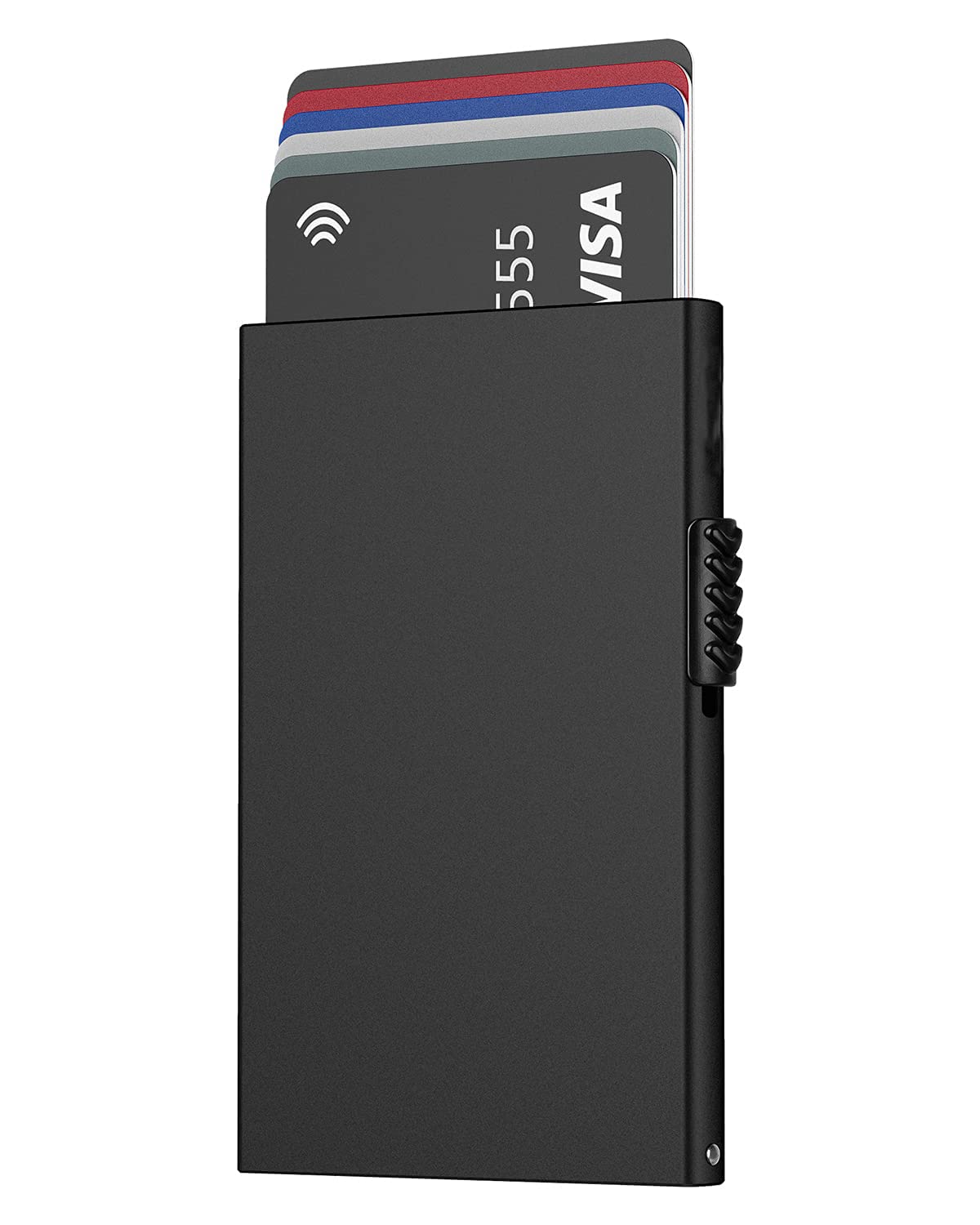 Card Wallet Pop Up Card Holder Credit Card Holder RFID Blocking Minimalist Slim Metal Case for Men Women (Black)