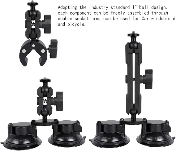 Car Mount for Insta360, 4 in1 Suction Cups Mount Kit with Invisible Selfie Stick for Insta360 ONE X5 X4 X3 X2 RS and Other 360 Cameras,Car Holder on Windshield Window/Hood/Top Roof/Trunk lid
