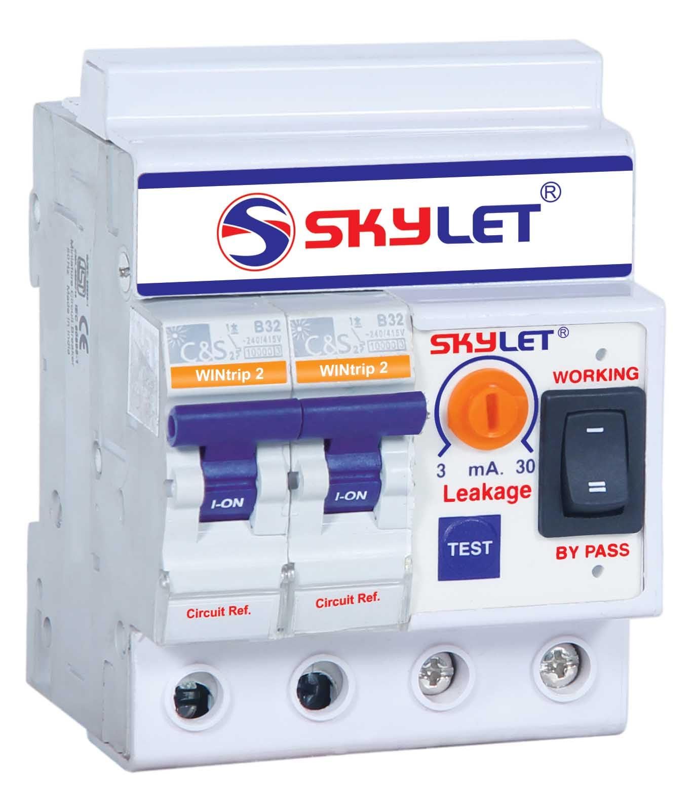SKYLET ELCB+MCB Single Phase 2 pole ELCB + RCCB + ISI Marked MCB 32 A with high voltage protection, Overload Protection, Adjustable Leakage current 3 to 30 mA (Shock Guard) Modular MCB-image-14