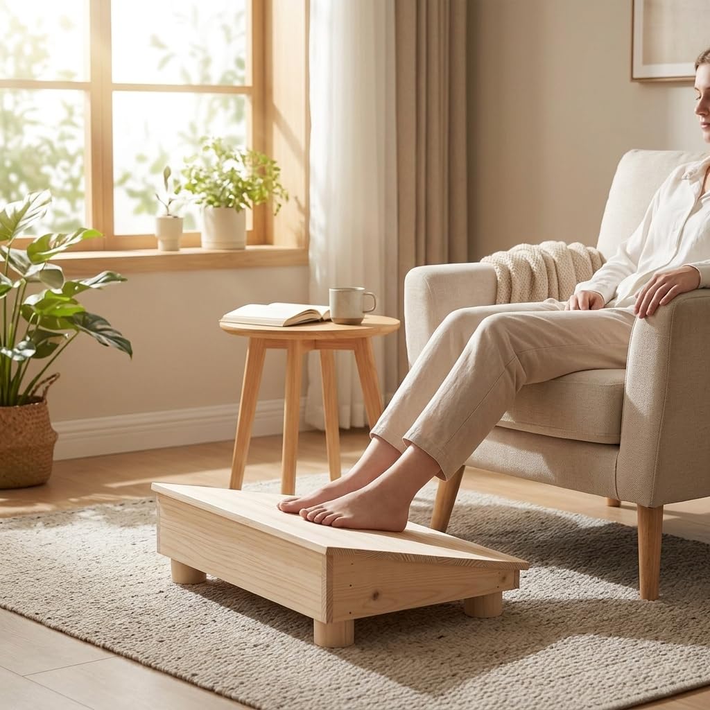rockible Pedana Portapiedi in Legno Massello con Supporto per Gambe Ergonomico per Ufficio Cucina Bagno Adatto per Adulti E Bambini per Riposo