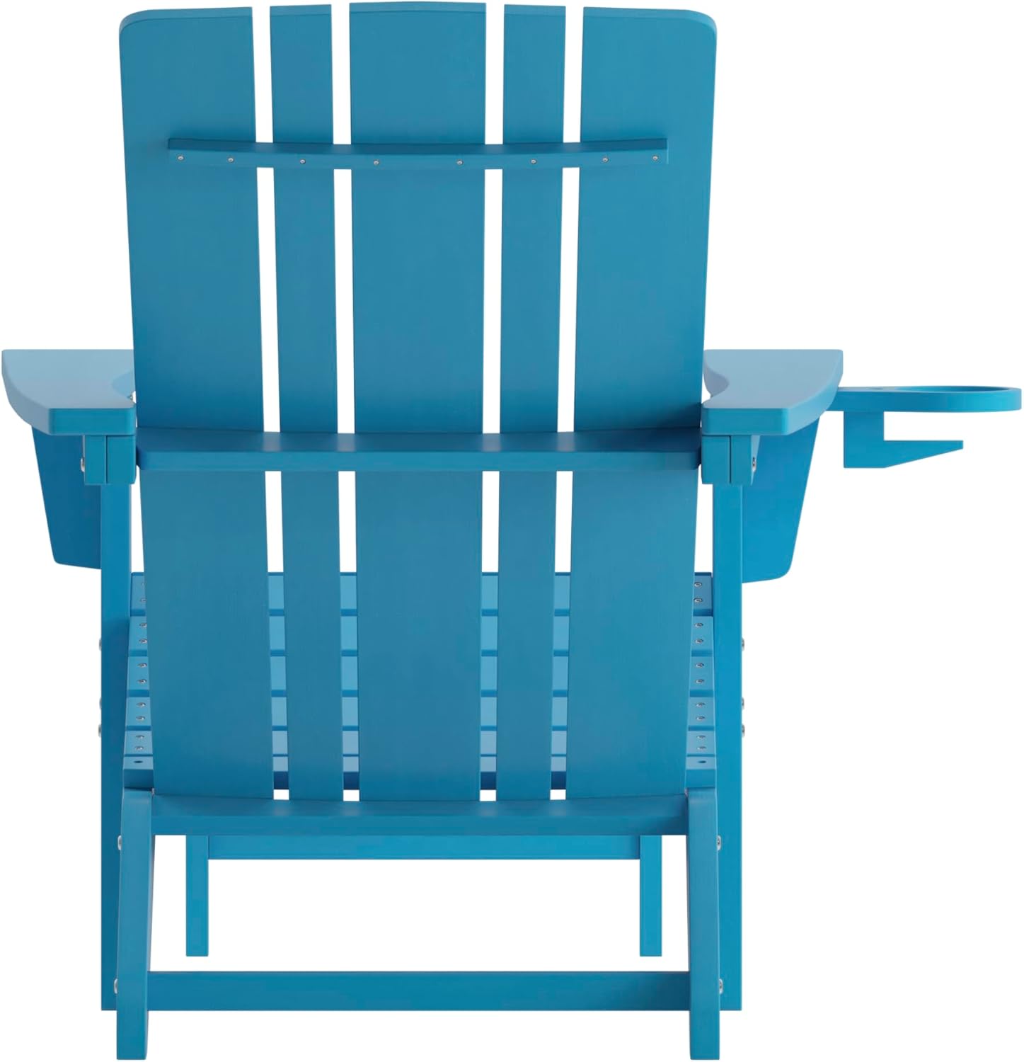 Taylor & Logan Hedley Adirondack Chair with Cup Holder and Pull Out Ottoman, All-Weather HDPE Indoor/Outdoor Lounge Chair in Blue