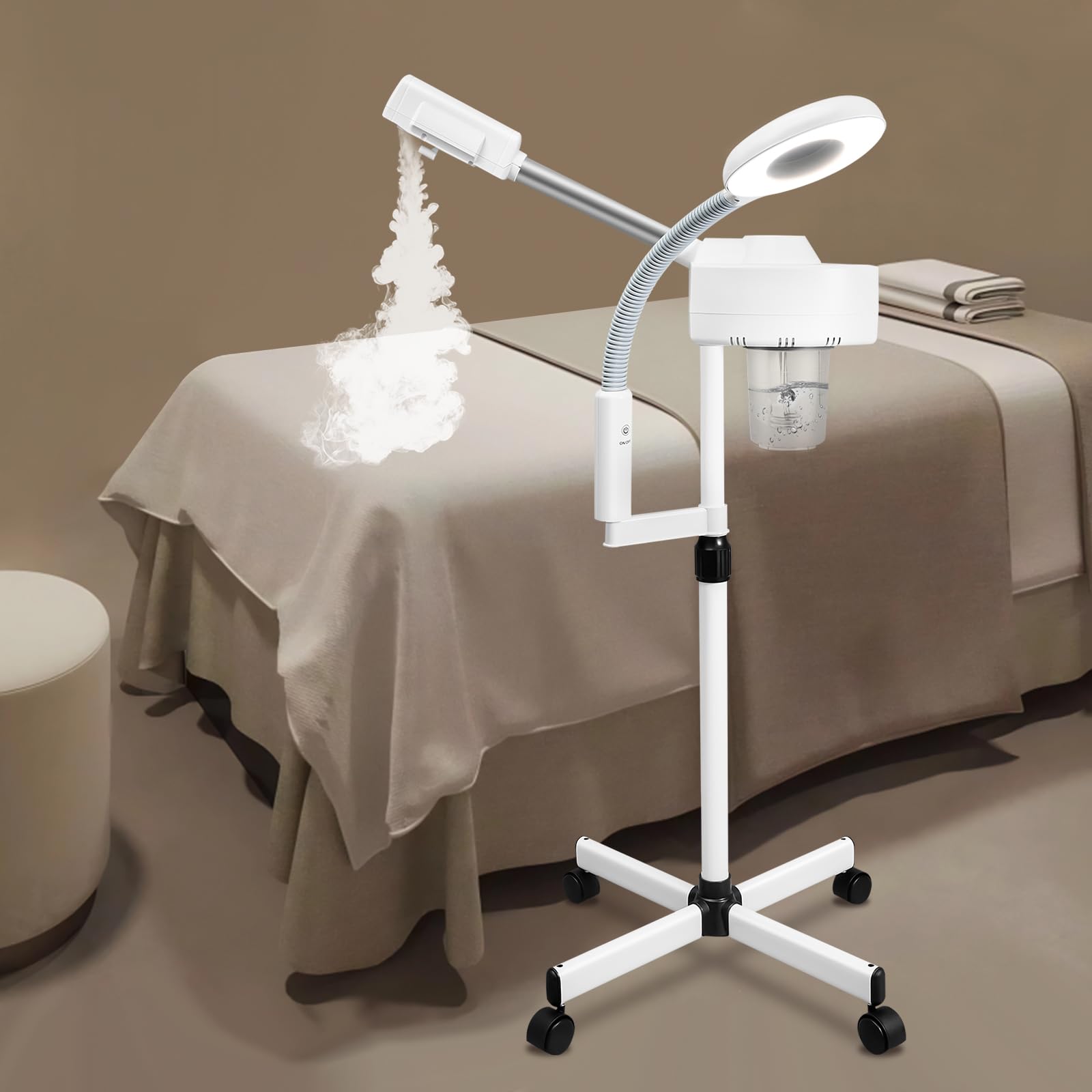 Parownik 2 w 1, lampa z lupą, gorąca lampa z lupą, streamer ozonowy z lampą UV Lanmp i zbiornikiem na wodę, do spa, salonu, piękna, wielofunkcyjna twarz