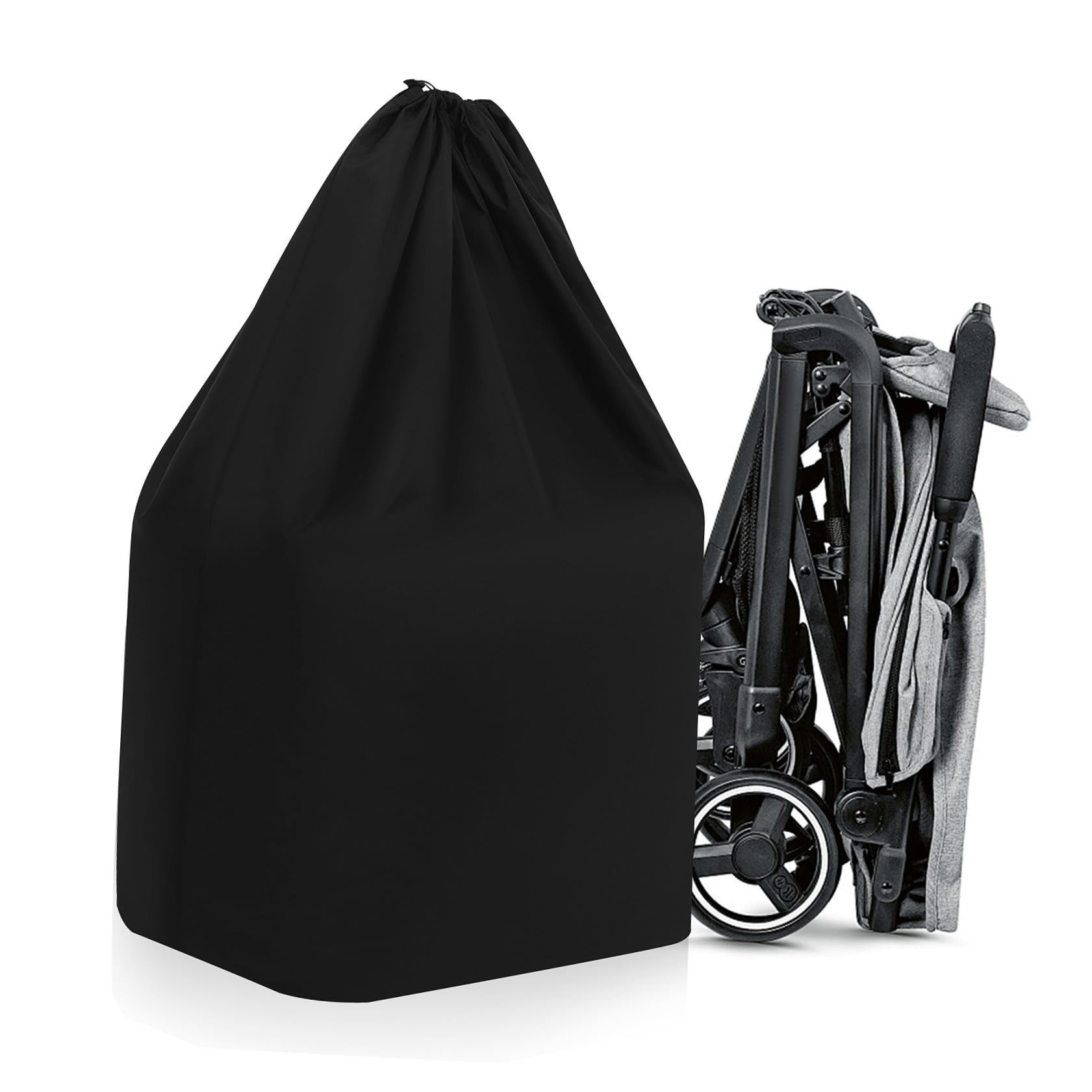 Borsa da Viaggio e Tracolle Doppie in Nylon per Passeggino Nero Chiusura Regolabile Protezione Rinforzata per Viaggi in Aereo e Spostamenti Carrozzina