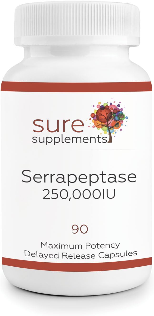 Serrapeptase 250,000IU Delayed Release (Enteric) Capsules - 90 Capsules