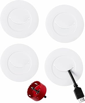 ZhiYo in-Wall Cable Management Kit for TV, White TV Cord Hider for Wall Mounted TV, Behind Wall Cable Management Kit, Cord Concealer Kits with 4 Wire Pass Throughs and 1 Hole Saw Drill Attachmen