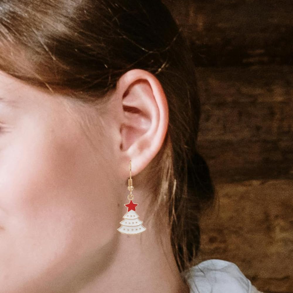 16 Pairs Christmas Earring for Women Christmas Tree Dangle Earrings Snowflake Bell Candy Cane Reindeer Earrings Christmas Holiday Earrings Xmas Jewelry Set - Image 8