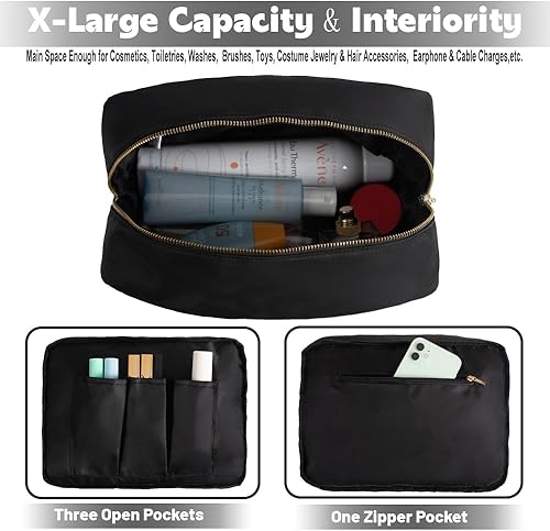 Miniatura 4 de YogoRun Bolsa de maquillaje Bolsa de cosméticos de viaje Bolsa de maquillaje Bolsa de cosméticos para mujereshombres, Cosas negras, Moda