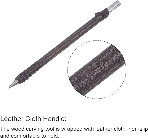 Miniatura 4 de uxcell Cuchillo para tallar cinceles de madera, carburo de tungsteno punta redonda puntiaguda herramienta de mano para carpintería, Graver 5.315 in