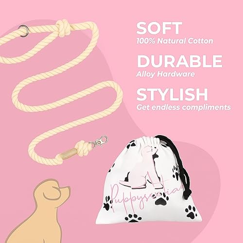 Miniatura 5 de Correa de cuerda para perro de alta calidad, correa de cuerda de algodón trenzada suave y duradera para perros medianosperros grandes, correa ligera