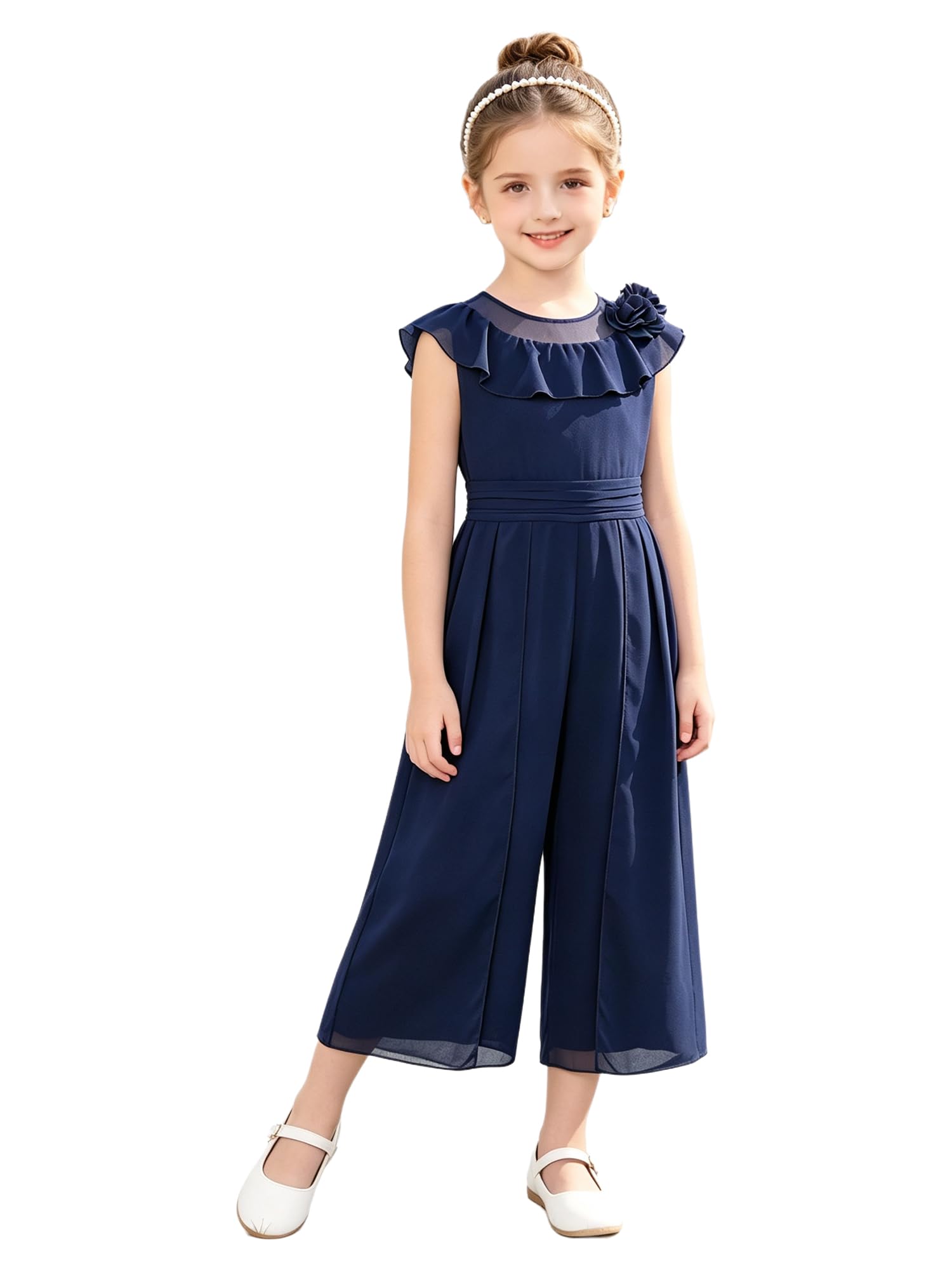 Traje mono vestido comunión de chiffón con acabados de alta costura para niños 8