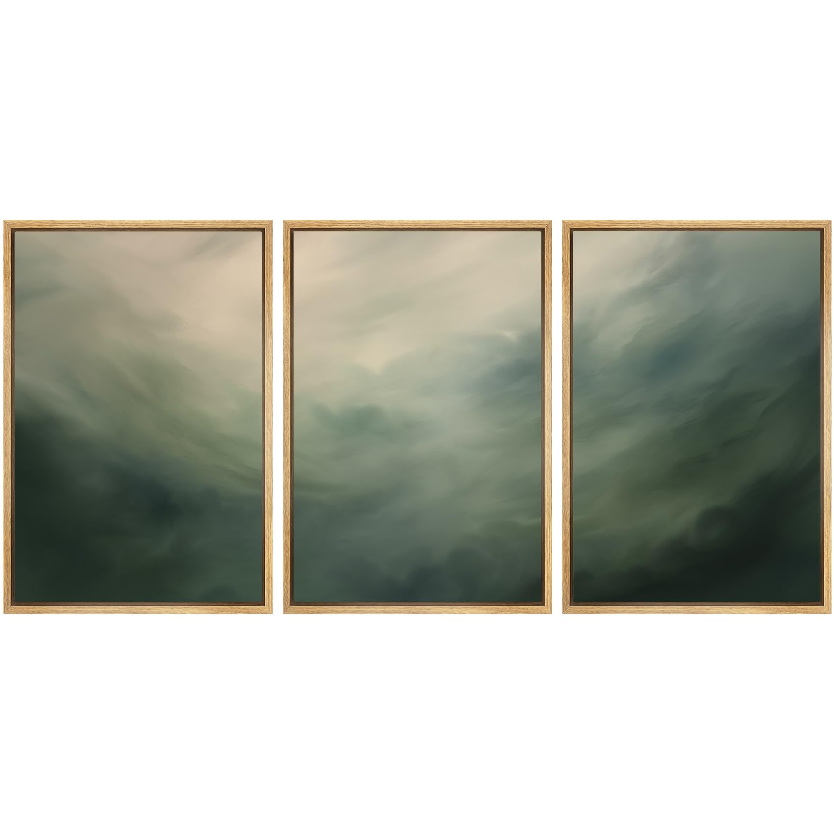SIGNWIN Framed Canvas Print Wall Art Set Blue White Grunge Geometric Pattern Abstract Shapes Cozy Neutral Decorative Contemporary Minimal for Living Room, Bedroom, Office - 24"x36"x3 Natural — view 58