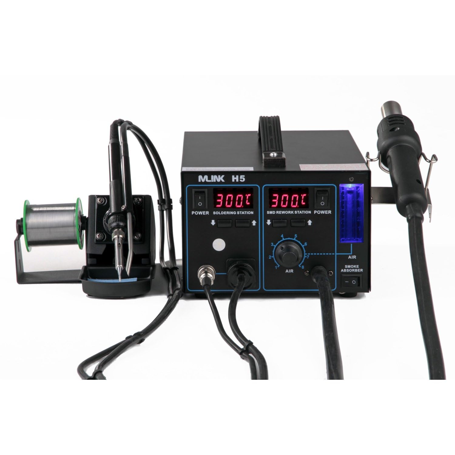 Mlink H5 Estación de Soldadura 2 en 1 Aire Caliente 700W y Soldador 60W SMD con Display LED 220V