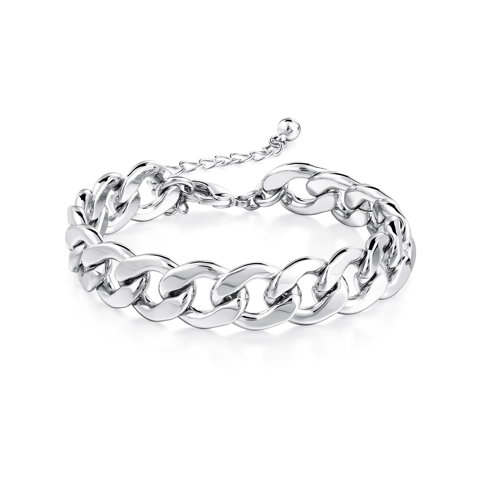 LANE WOODS Gold Bracelets for Women 14k Gold Plated Chunky Thick Large Link Chain Bracelet