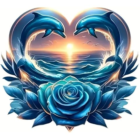 Charming Dolphin & Rose Heart PVC Vinyl Car Decals Stickers Waterproof Self-Adhesiv...