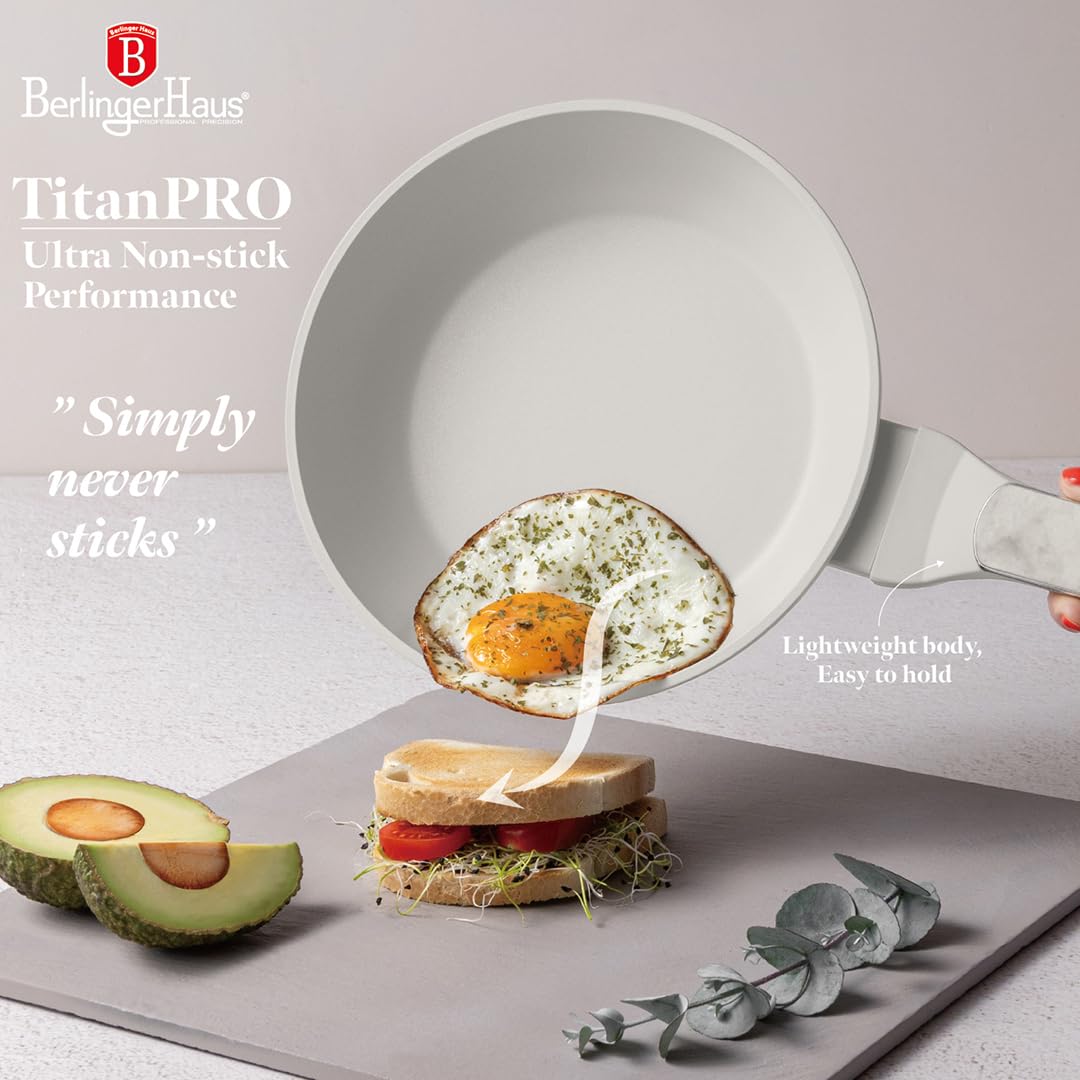 Berlinger Haus 10-teiliges Titanbeschichtetes Kochgeschirr Set Sahara Marble Collection – Antihaft, langlebig, leicht zu reinigen, ideal für gesundes Kochen und stilvolles Servieren