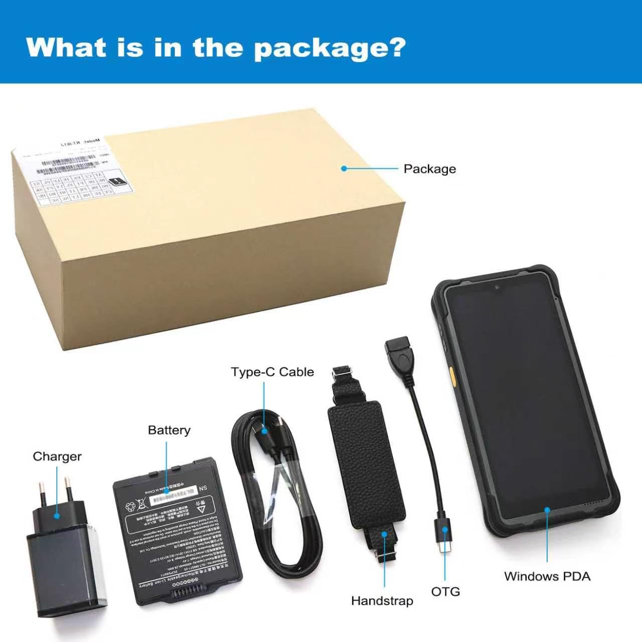 Robustes 6,5 Zoll Tablet PC, PDA Barcode Scanner, Windows 11 Enterprise Betriebssystem, Handheld-Computer mit 1D- und 2D-Barcodescanner (Honeywell N3680), 8 GB RAM + 128 GB, für Anwendungen
