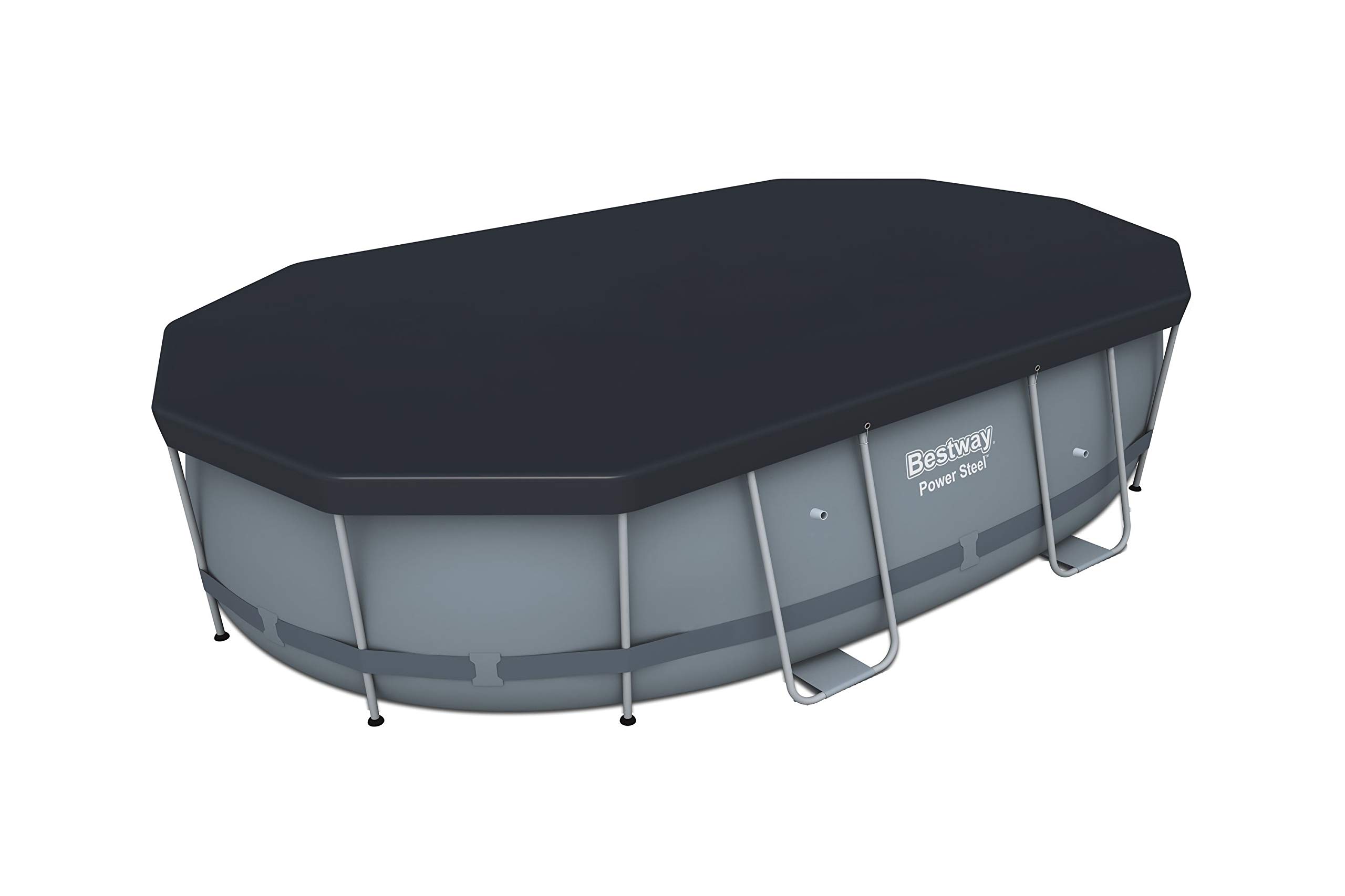 Bestway Power Steel Oval Basen Ogrodowy, Szary, 488 x 305 x 107 cm