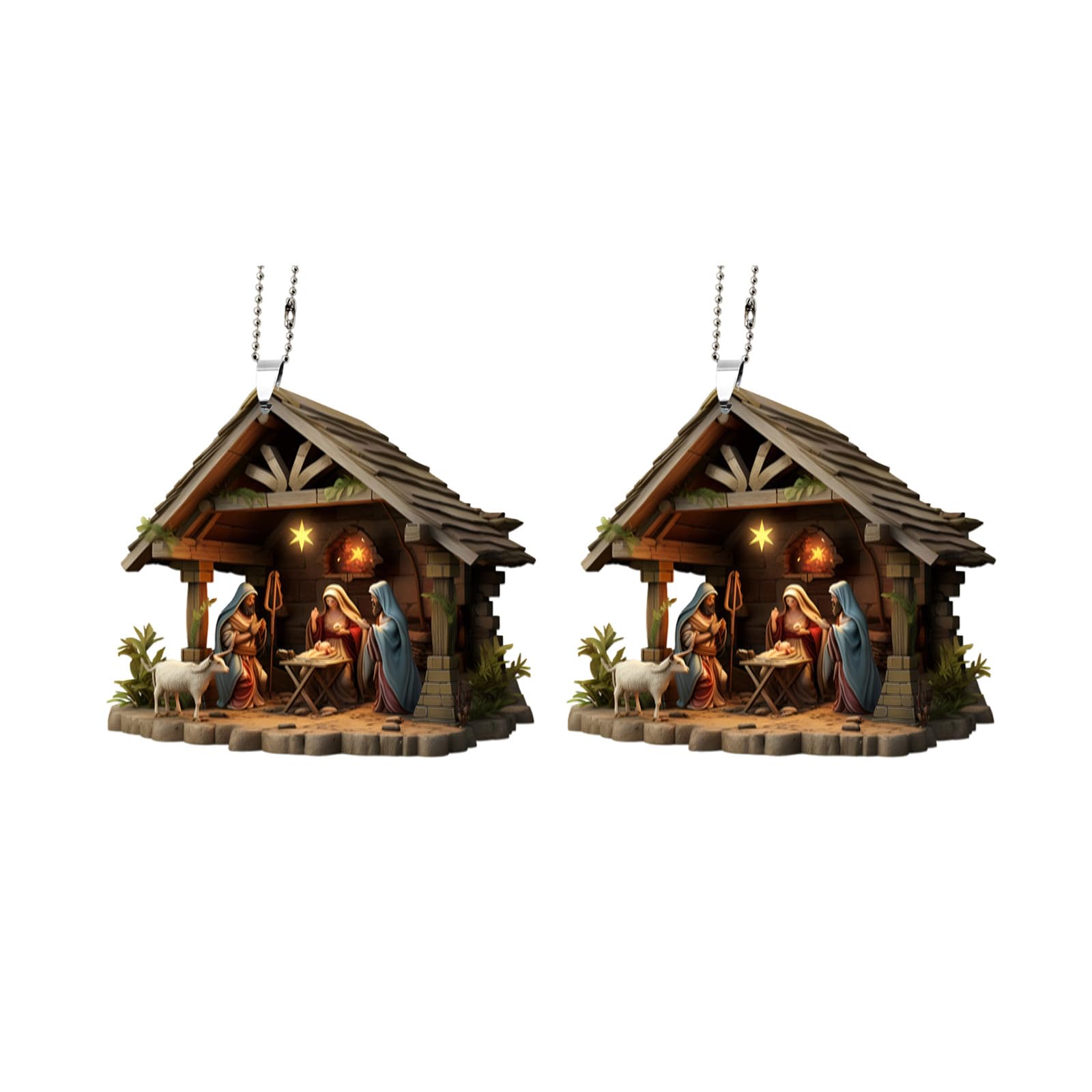 Yhplxyuus Of 2 Nativity Scene Pendant Acrylic Wall Hangings Decorative Hangers Perfect for Interior Enthusiasts Acrylic Decorative Pendant