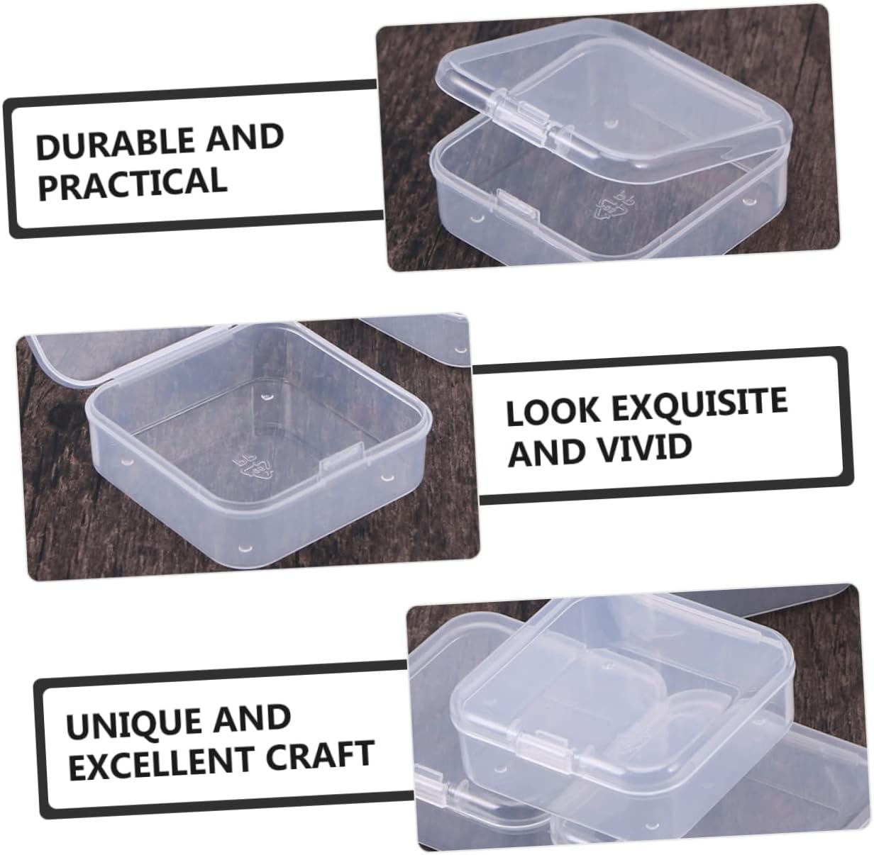 FOMIYES 50pcs Storage Box with Lid Transparent Bead Organizer for Crafts Cosmetics Jewelry and Items Compact Containers