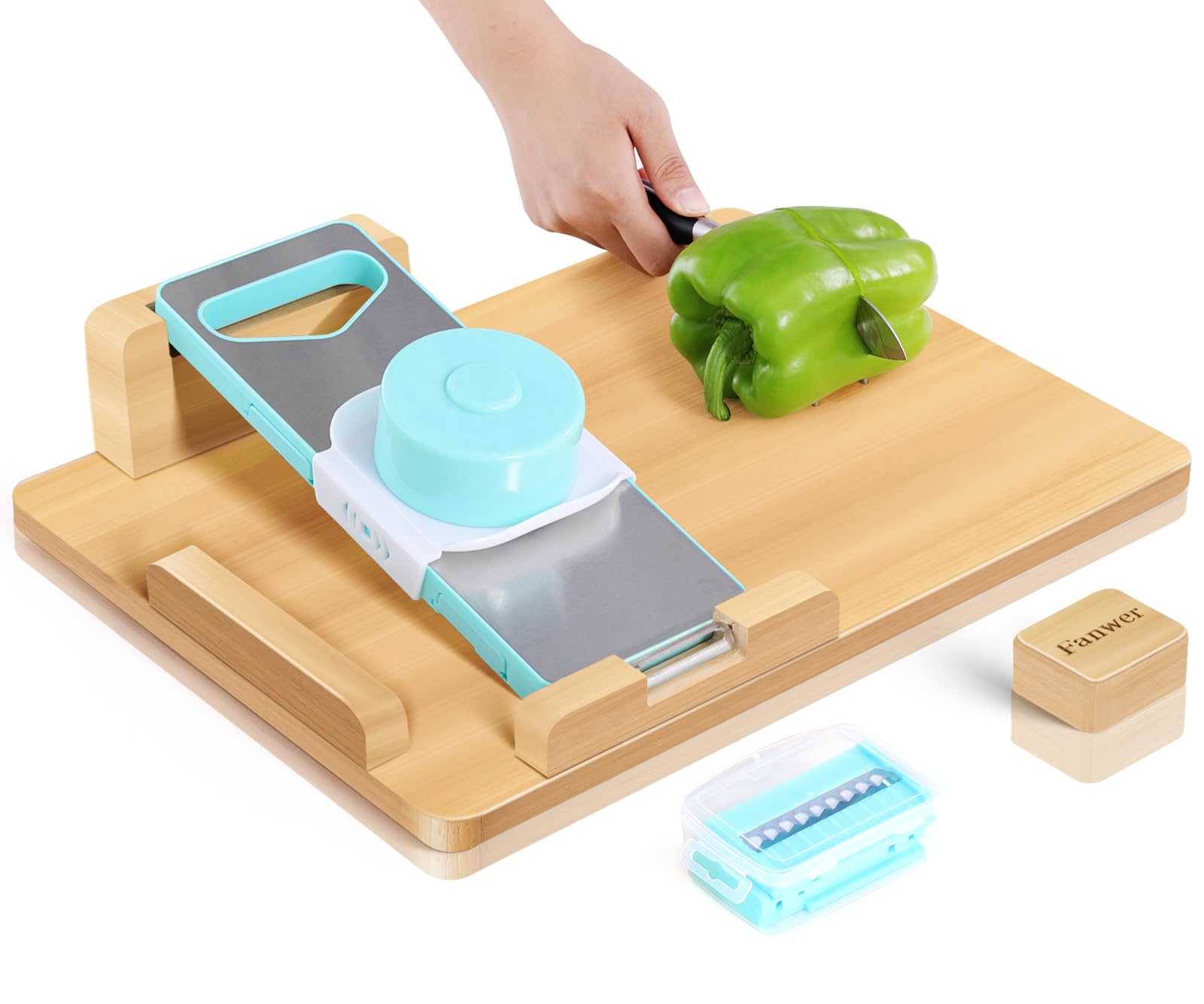 Fanwer Tabla de cortar adaptable con una sola mano, antideslizante con topes de pan y pinchos, perfecta para amputados y discapacitados, con una sola mano para cortar y cortar sin esfuerzo, tabla de