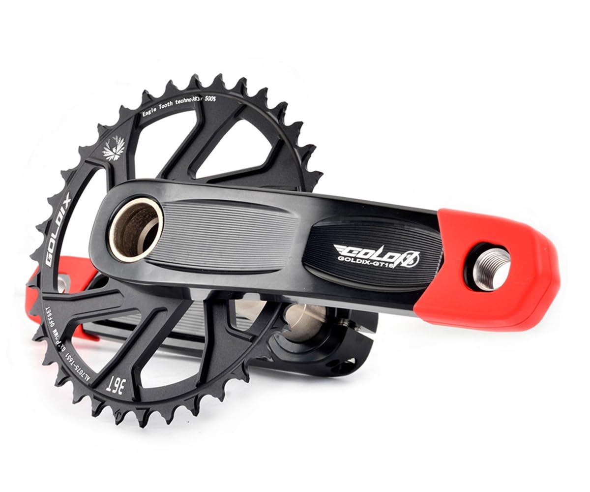 170mm/175mm MTB Platos Y Bielas Integrado Hueco Aleación De Aluminio Monoplato Bielas 30/32/34/36/38T Plato con BSABB Compatible con 10/11/12 Velocidades(Black 170mm,36T)