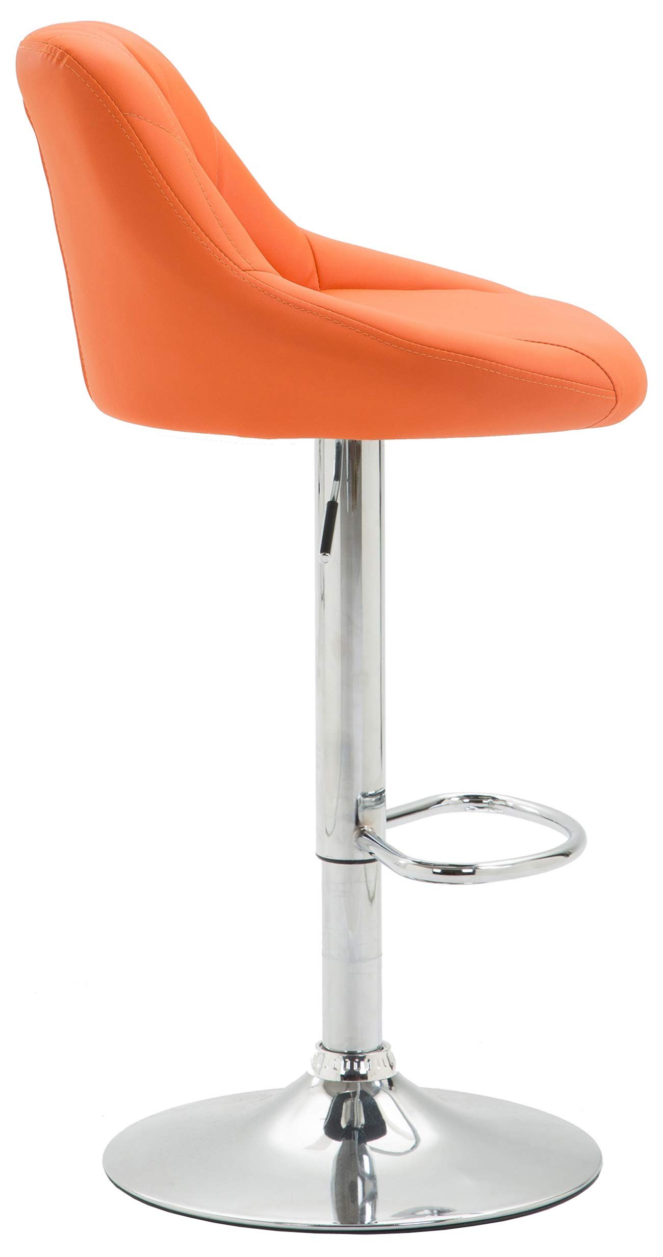 CLP 2er Set Barhocker Lazio Mit Kunstlederbezug I Höhenverstellbarer Und Drehbarer Hocker Mit Fußstütze In Chrom-Optik, Farbe:orange