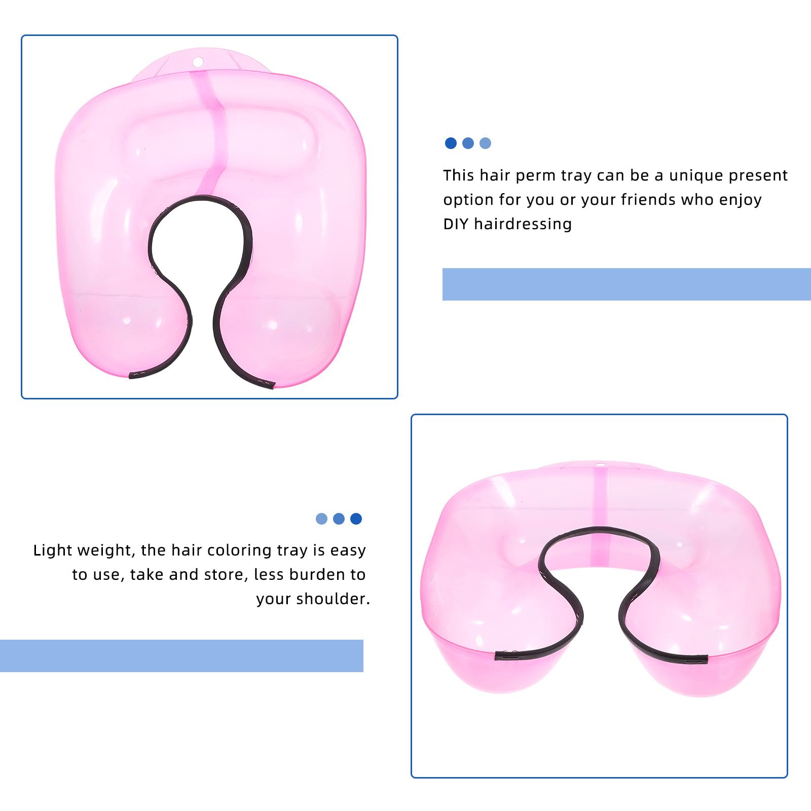 DOITOOL Bandeja Cuello de Peluquería Abs Rosa, Resistente y Fácil de Almacenar para Teñir y Permanente, Adecuado para Uso Profesional en Salón o DIY