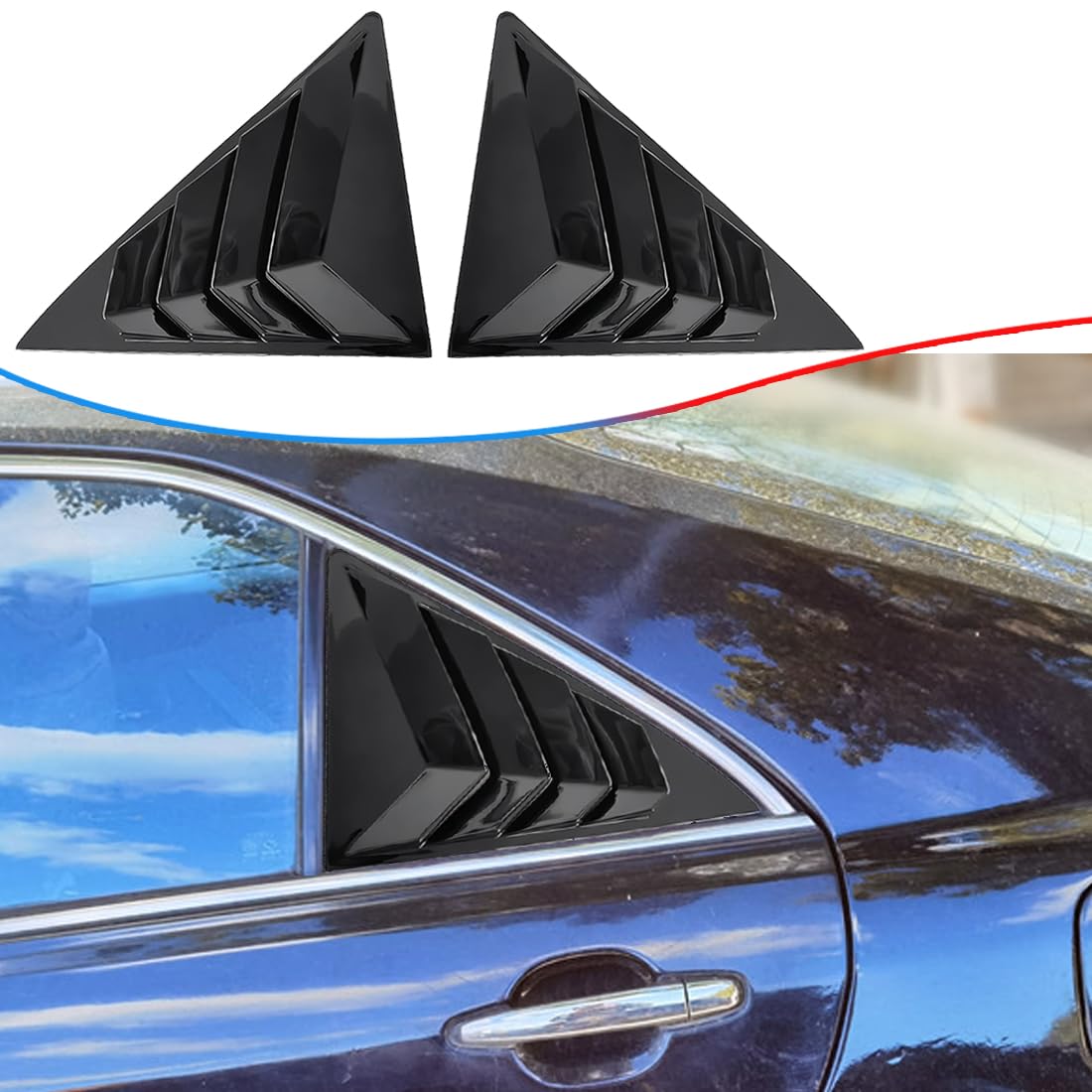 Window Louver 2Pcs Side Vent Window Louvers for 6TH Toyota Camry 2006-2011, ABS Print Sport Window Cover Decorative Covers, Exterior Trim Accessories - Bright Black
