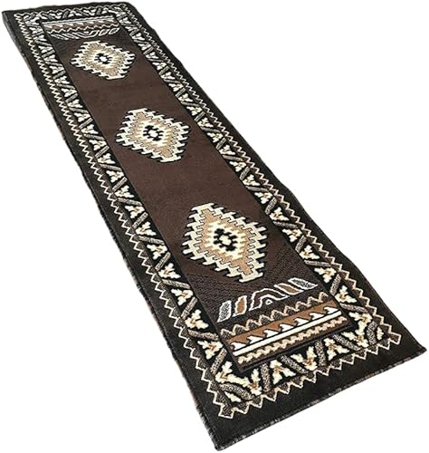 Miniatura 2 de YHSF South West D143 - Alfombra de estilo nativo americano (marrón chocolate, 2 pies x 7 pies)