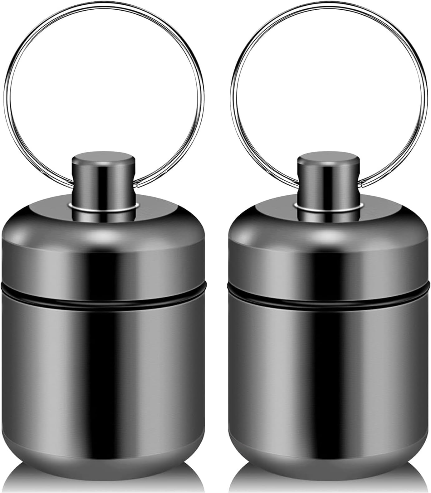 Pill Keychain Holder - Small Pills Box Waterproof Pill Fob Organizer Portable Ring Holder Keychain for Purse(Grey 2PCS)