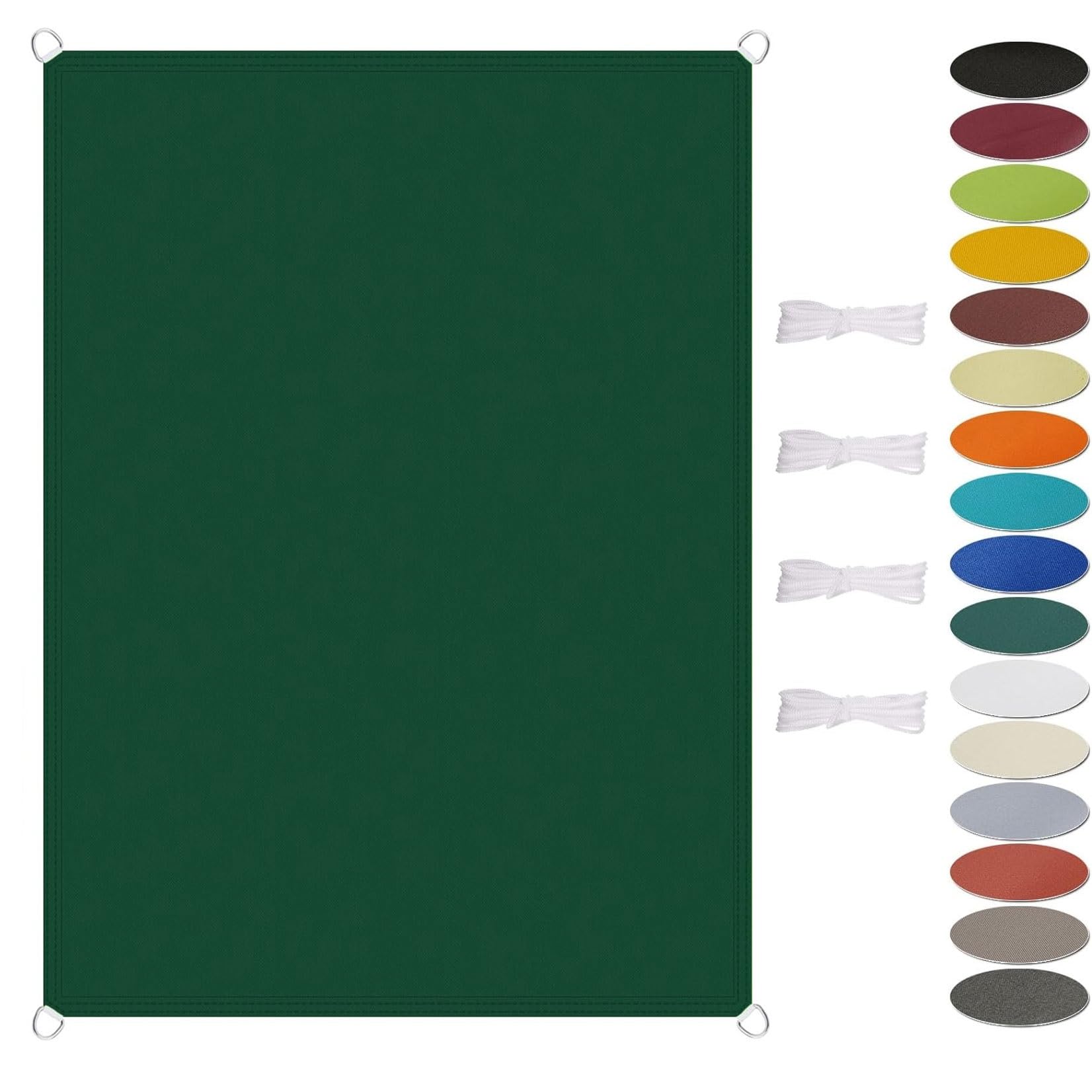 Voile d'ombrage imperméable rectangulaire 3x3.5 m vert foncé pour jardin et patio