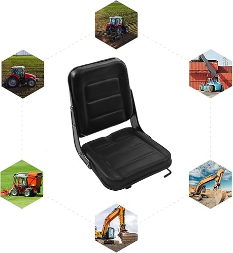 Miniatura 4 de Asiento universal para carretilla elevadora con pista deslizante, asiento de suspensión de tractor ajustable en altura de posición, asiento de