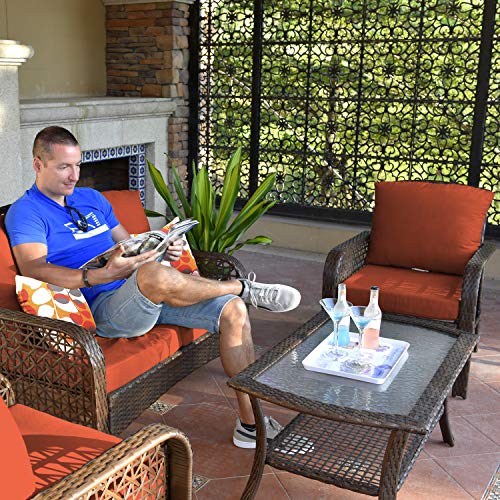 Ovios OVIOS-007 Patio Furniture Sets 4 Pcs Outdoor Wicker Rattan Sofa thumb #8