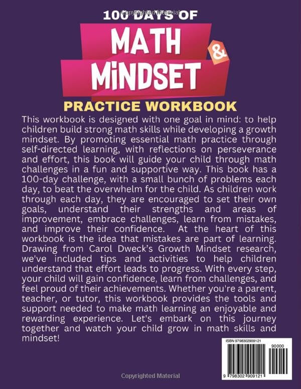 Double Digit Addition and Subtraction Workbook With Growth Mindset Tips: Math workbook with 100 Practice Pages with Double Digit, Triple Digit and ... (Ages 7+) with Answers and Bonus Section - Image 2