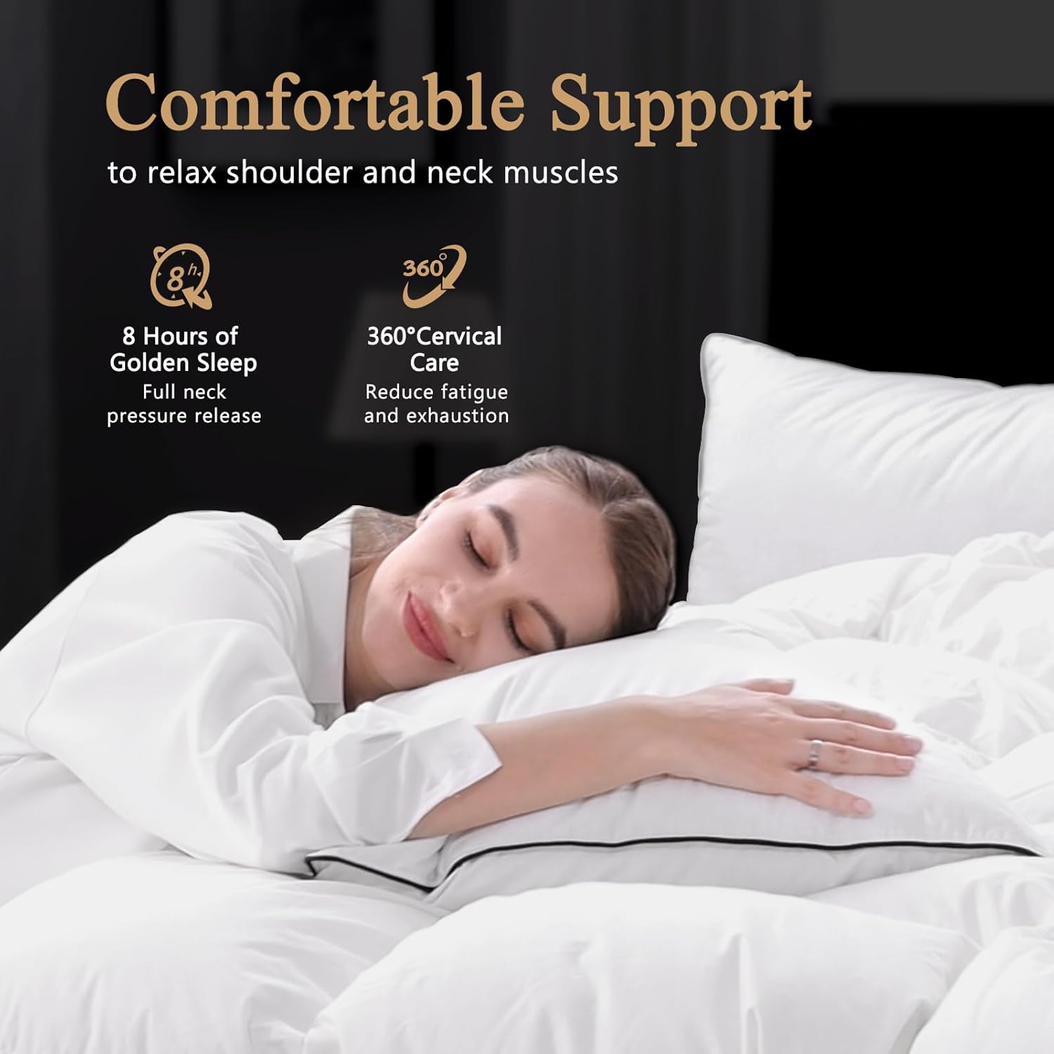 Size Queen Color White KUSNUG Organic 3-Chamber Feathers Down Firm Pillow Queen Size Set of 2-100% Cotton Cover, Goose Feather & Down Core Blended with Shredded Memory Foam, 20x30 Inch