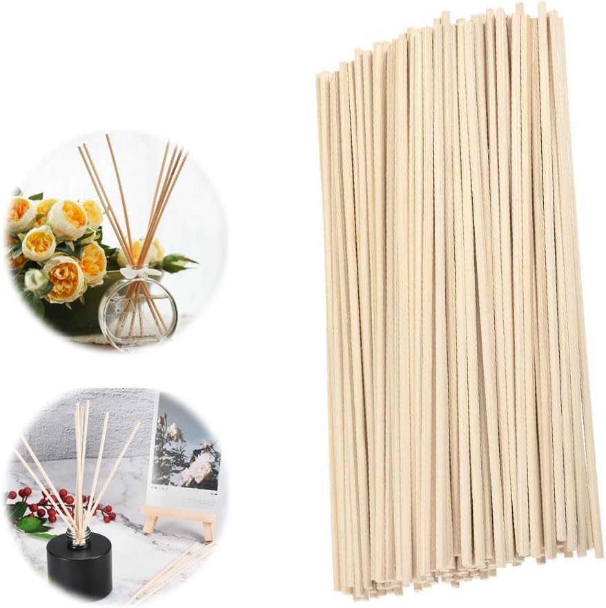 LEHSGY100PCS Reed Diffuser Sticks, Natural Rattan Wood Sticks Essential Oil Aroma Diffuser Sticks Refill Replacement for Aroma Fragrance, for Spa, Home,Office (25cm*3mm Primary Color)
