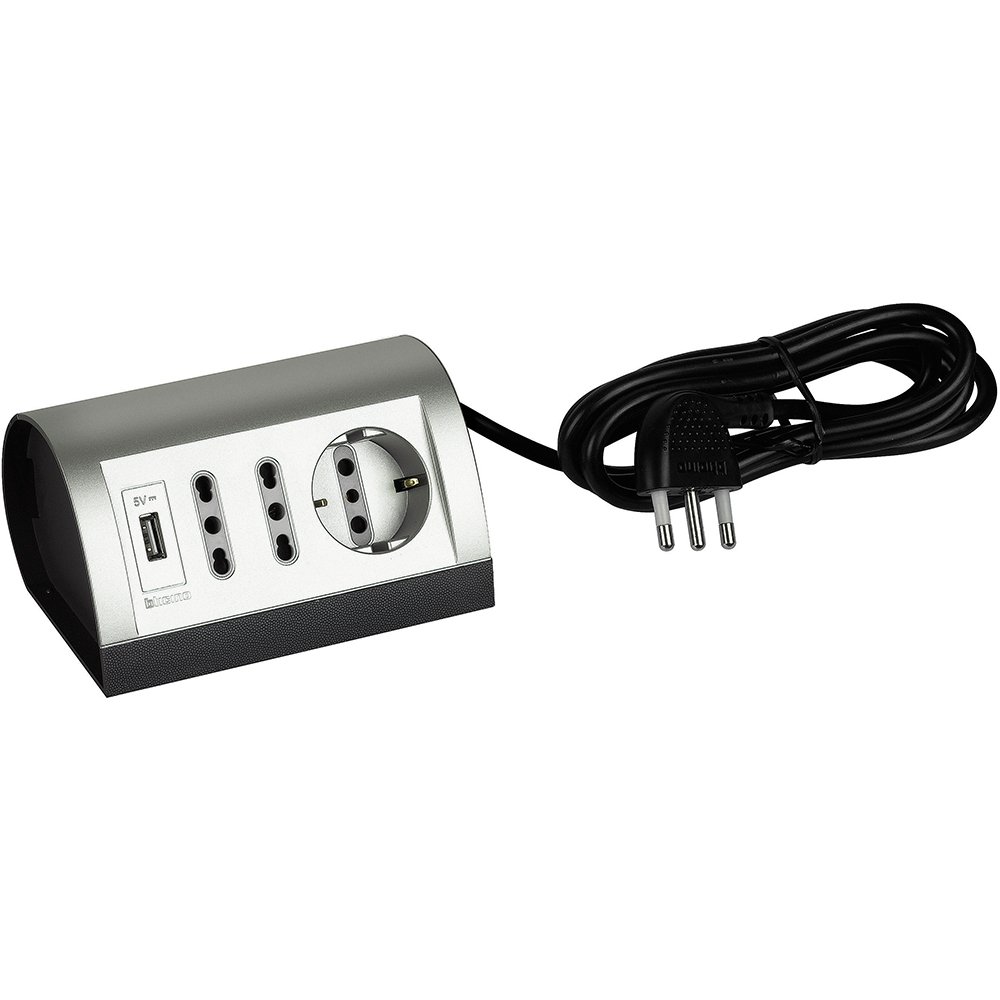 BTICINO 150467 MULTIPRESA TECH E NERA DA SCRIVANIA PRECABLATA CON USB