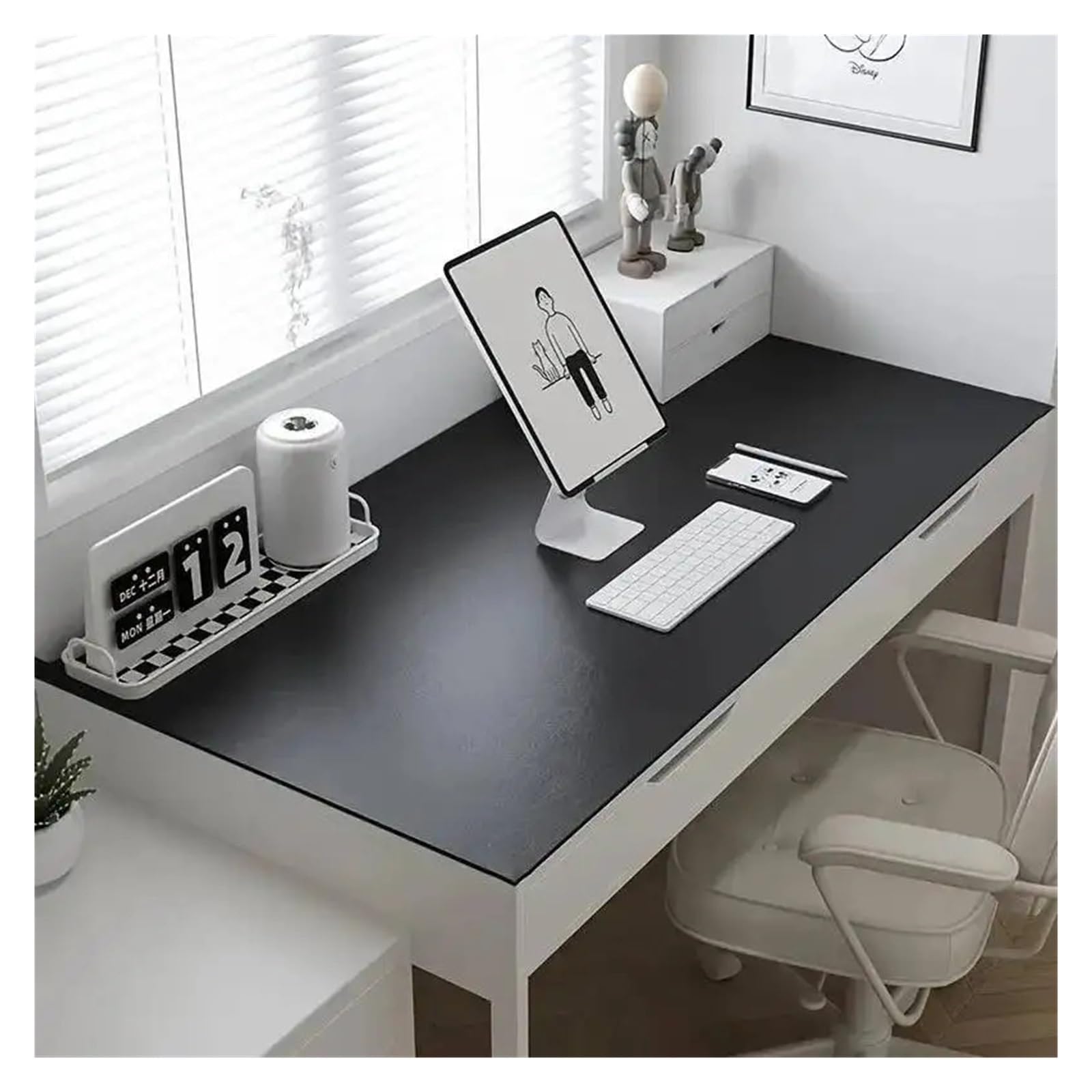 Tappetino da scrivania in pelle Tovaglia in pelle for proteggere gli occhi, for studenti, tovaglia for ufficio, for computer(Black,90x160cm)