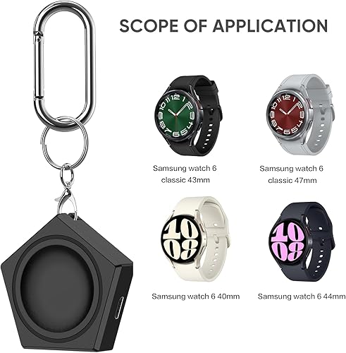 Miniatura 2 de Cargador portátil para Samsung Galaxy Watch 6/6 Classic, llavero magnético cargador inalámbrico con USB C y micro puerto (no incluye cable de carga)