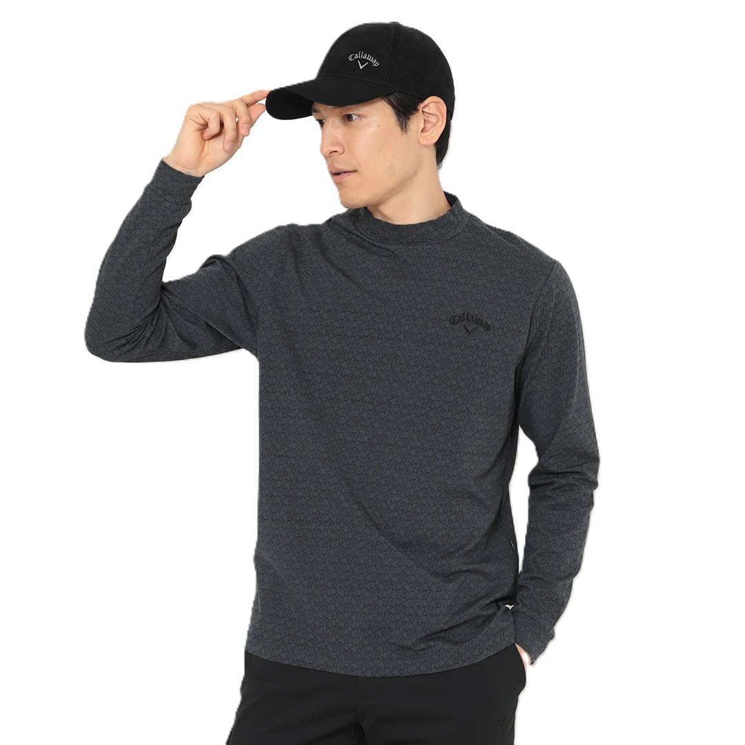 Amazon | [キャロウェイ] 長袖シャツ モックネック ストレッチ 総柄